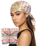 AWAYTR 35” Satin Head Scarf for Women Like Silk Scarf for Hair Scarf Satin Hair Bandana Women Headscarf Hair Wrap Scarf Neck - color: Cashew - Pink + Orange