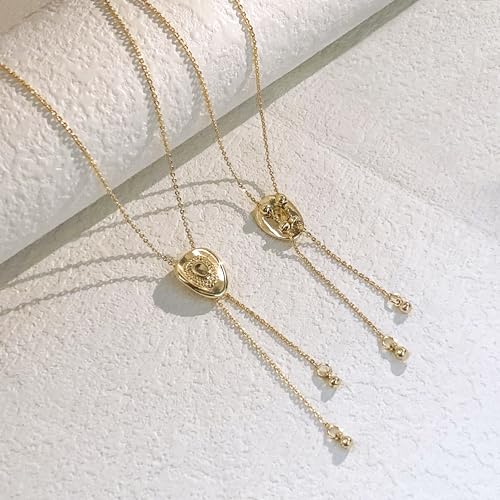 HAXIYA Lariat Gold Necklace for Women Dainty Long Necklace 14K Gold Plated/Silver Y-Shaped Pendant Drop Chain Layered Pearl/Beaded/CZ Necklaces Gold Jewelry Gift for Prom/Wedding - style: Cowboy Hat - Gold