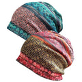 Women's Baggy Slouchy Beanie Chemo Hat Cap Scarf - color: Style E-2 Pack