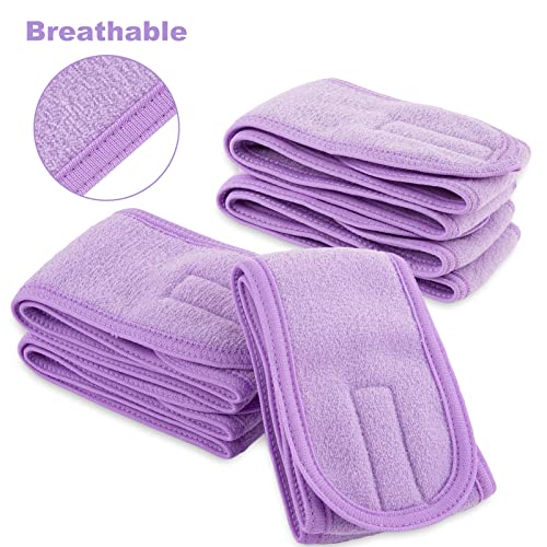 Whaline Spa Facial Headband 4 Packs Head Wrap Terry Cloth Headband Adjustable Stretch Towel for Bath, Makeup and Sport (Light Purple) - color: Light Purple