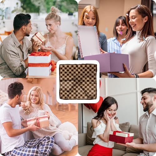 Scarf Silk Feeling Square Satin Head Hair Scarf Wrap 27.5 Inches Headwear Aesthetic Cute Decoration Women Girls - color: V-1-brown