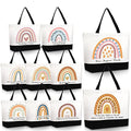 Sieral 10 Pcs Teacher Appreciation Gift Rainbow Canva Teacher Tote Bags Pack Retirement Thank You Reusable Bag Women Summer(Cute Style) - style: Cute Style
