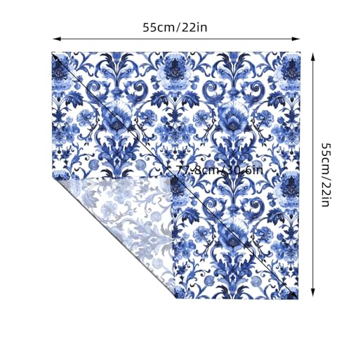 Head Scarf Hair Neck Scarves for Women Fashion Silk Satin Purse Bag Scarfs Handbags Bandana Neckerchief - color: Blue White Baroque Print