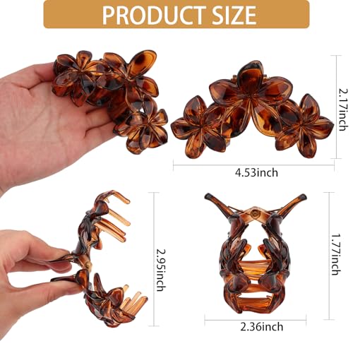 ANBALA 4Pcs Hawaiian Flower Hair Clips Large Claw Clips for Thick Thin Hair Non Slip and Strong Hold Beach Accessories - color: Leopard-C
