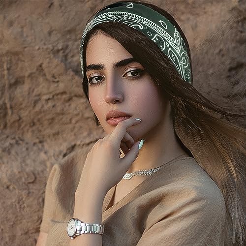 FULZTEY Boho Headbands for Women Fashion Wide Hairbands Knotted Headwarp Non Slip Bandana Stretchy Yoga Workout Sweat Band Paisley Print Turban Trendy Head Bands for Women's Hair Accessories 4 Pack - color: Style 21