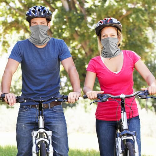 Geyoga 6 Pieces Summer UV Protection Cooling Neck Gaiter Face Clothing Neck Gaiter Mask Scarf Sunscreen Breathable Bandana - color: Dark Grey