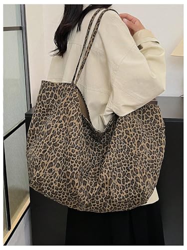 MakeMeChic Women's Leopard Tote Bag Cheetah Oversize Shoulder Bag Weekender Bag - color: Multicolor B