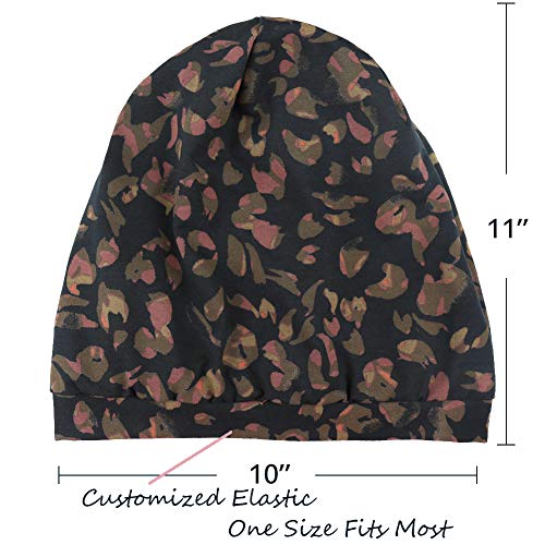 Alnorm Soft Satin Lined Beanie Cap for Men & Women Casual Turban - color: Brown Print