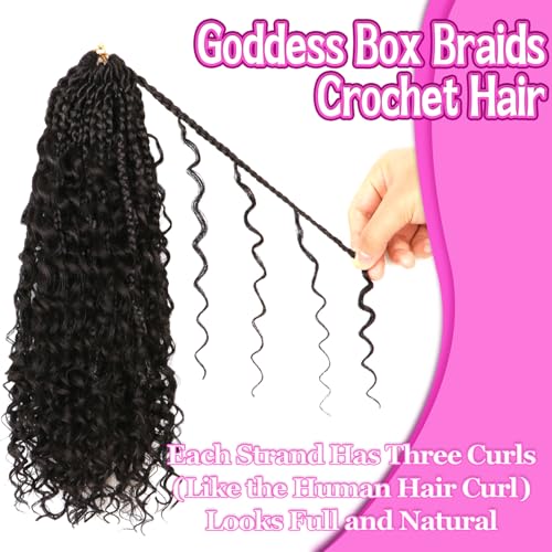 Goddess Boho Box Braids Crochet Hair-8 Packs 14 Inch Crochet Box Braids for Black Women Pre Looped (1B, 14 Inch (Pack of 8)) - color: 1B#, size: 14 Inch (Pack of 8)