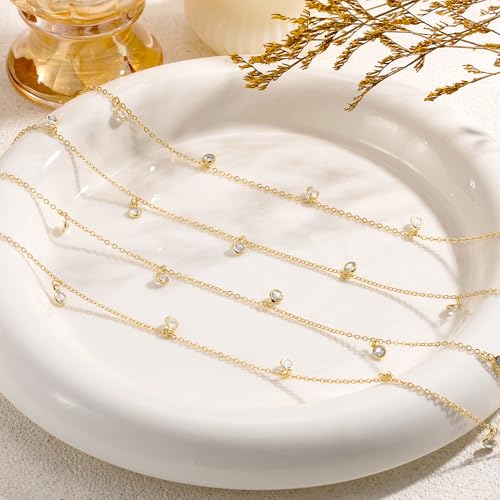 CHESKY Waist Beads for Women, Dainty 14k Gold Plated Waist Chain Beach Accessories Cute Belly Chain Body Chain Gold Chain Belts for Women Summer Beach Jewelry for Womens Gifts Rave Outfits for Womens - style: CZ belly chain-gold