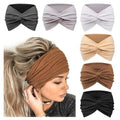 DRESHOW 6 Pack Extra Wide Headbands for Women Large Turban Headband Boho Head Wrap Elastic Hairbands Hair Twisted Knot Hair Accessories - color: 6 Pcs: Solid Color C