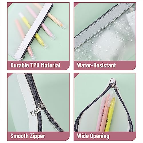 Mr. Pen- Clear Pencil Pouch, 8.50"x4.25", 3 Pack, Durable TPU Material | Medium Water-Resistant Pencil Bags with Smooth Zipper, Multipurpose Clear Pouch for Stationery, School, Office - color: Dusty Rose, size: 3 Pack, Medium