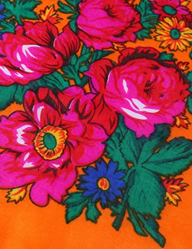 MJ SERECA Acrylic Bandana Printed Hair Scarf Square Ukrainian Head Scarf Floral Babushka Neck Scarf for Women 30"/42"/60" - color: 3 Pack-f 30"