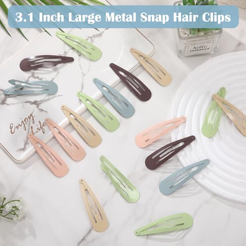 WILLBOND 30 Pieces 3.1 Inch Large Metal Snap Hair Clips Nonslip Barrettes Women Hair Accessories(Fresh Colors) - color: Fresh Colors, style: Minimalist