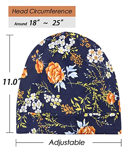 Adjustable Satin Lined Sleep Cap for Dreadlocks Curly Hair Large Head-Stay On Overnight - color: Blue Orange
