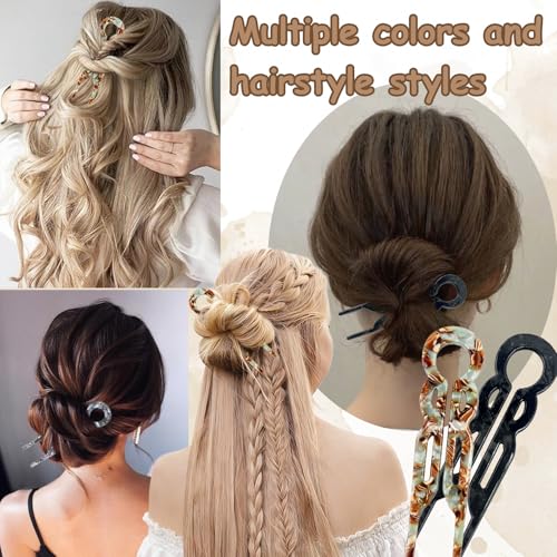 4 PCS French Hair Pins, Prestige Hair Pin for Women French Hairpin U-Shaped Elegant Clips Decorative New Styling Accessories for All Types (Retro) - color: Retro