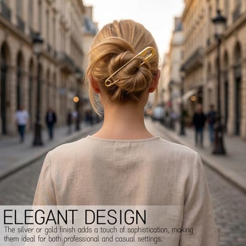 4 Pieces Metal Hair Safety Pins - Hair Accessories, French Style Hairpin for Buns and Hairstyles, Decorative Barrette for Women, Fashionable Gift for Her