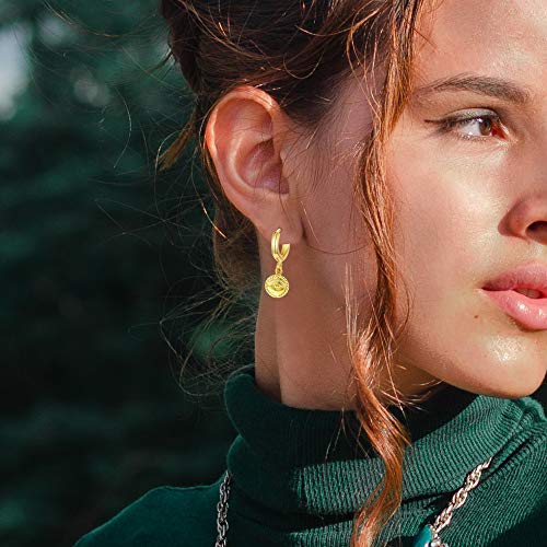XYJZXY Gold Huggie Small Hoop Earrings with Charm Personalized Snake/Evil Eye/Star/Cross/Lock/Key 18k Gold Plated Crystal Drop Dangle Earrings for Women - style: Evil Eye