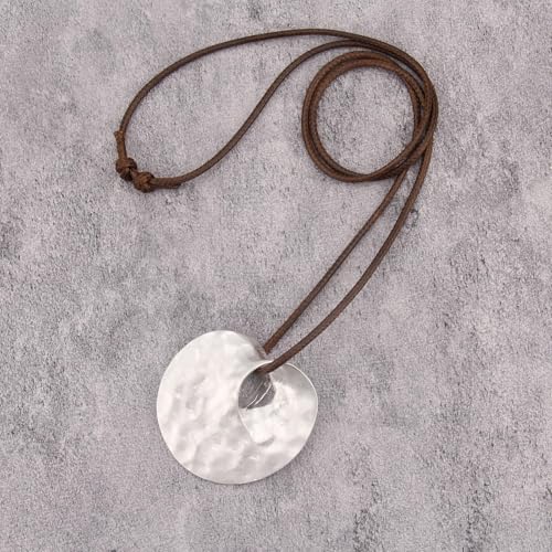 JAOYU Bohemian Necklaces for Women Leather Necklace Wood Pendant Choker Long Brown Necklace Chunky Circle Boho Hippie Jewelry - style: Bohemian Style Necklace