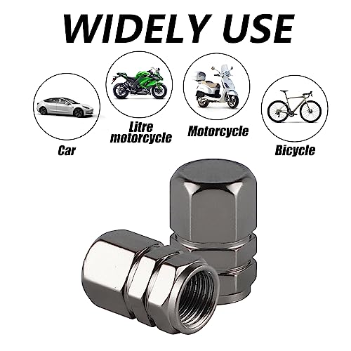 alpmosn Aluminum Tire Stem Valve Caps Wheel Valve Covers Car Dustproof Tire Cap Cover Accessories, Universal for SUV, Car, Bike and Motorcycle, Hexagon Shape (4PCS Grey) - color: Grey