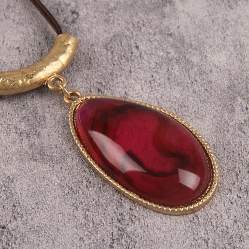 Leather Necklace for Women Large Pendant Hippie Choker Necklace Vintage Sweater Necklace Chunky Boho Necklaces for Women - style: Long Pendant Necklace Boho