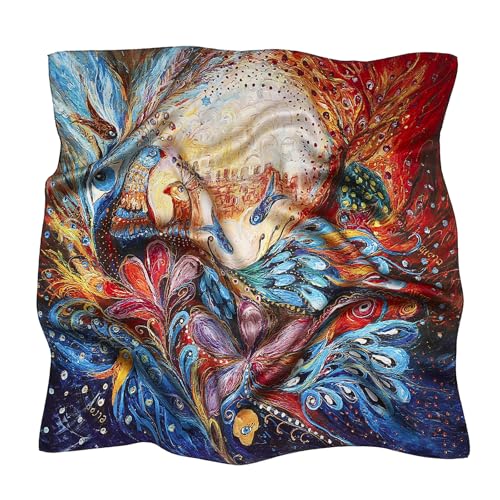 STARWHISPER 100% Pure Mulberry Silk Square Scarf-27''x27 Lightweight Hair Scarves Headscarf Night Sleeping with Gift Packed - color: Birdsong