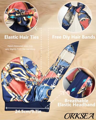 Chemo Headwear for Women Head Scarf Headwraps Silky Soft Turbans for Women Cancer Hats Chemo Beanie Coverings Scarves - color: B Dark Blue Pattern1