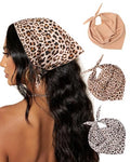 AWAYTR 3Pcs Hair Bandanas Head Kerchief for Women Girls Tie-Back Boho Hair Scarf Headband Bandana Triangle Head Scarf - color: Beige Leopard + Yellow Leopard + Brown