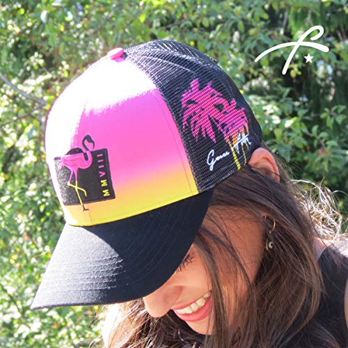 Grace Folly Beach Trucker Hats for Women- Snapback Baseball Cap for Summer - color: Flamingo