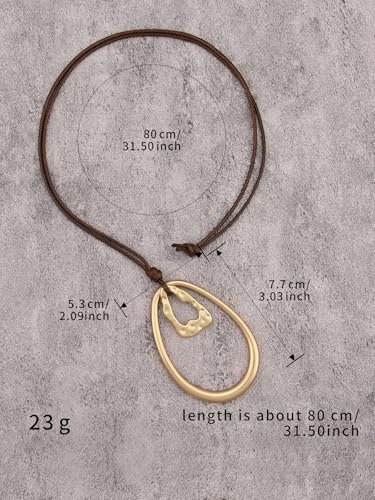 JAOYU Bohemian Necklaces for Women Leather Necklace Wood Pendant Choker Long Brown Necklace Chunky Circle Boho Hippie Jewelry - style: Boho Jewelry Long Necklace