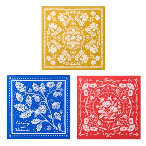 22"x22" Multi-Purpose 100% Cotton Bandana Face Mask(3-Pack) - color: Nature Assorted