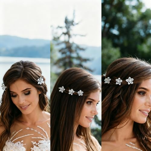 Sliver Small Flower Hair Clips for Women, Cute Mini Tiny Little Sparkling Metal Flower Sweet Artificial Bangs Nonslip Hair Claw Clips Decorative (Sliver) - color: Sliver
