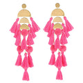 Long Tassel Earrings for Women Colorful Fringe Drop Dangle Earrings Bohemian Hawaiian Summer Beach Jewelry for Womens Vacation Outfits - color: Hot Pink