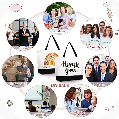 Sieral 10 Pcs Teacher Appreciation Gift Rainbow Canva Teacher Tote Bags Pack Retirement Thank You Reusable Bag Women Summer(Proud Sign) - style: Proud Sign