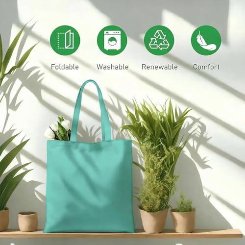 1 Pack Available Premium Canvas Reusable Tote Gift Bags,Made of Natural Canvas with Handle,Work,DIY,Shopping(Lake Green) - color: D1-lake Green 1 Pack
