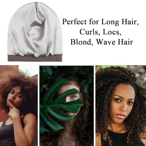 Alnorm Cozy Satin Lined Slouchy Beanie Cap with Soft Elastic Band for Women Hemp Camel - color: Hemp Camel