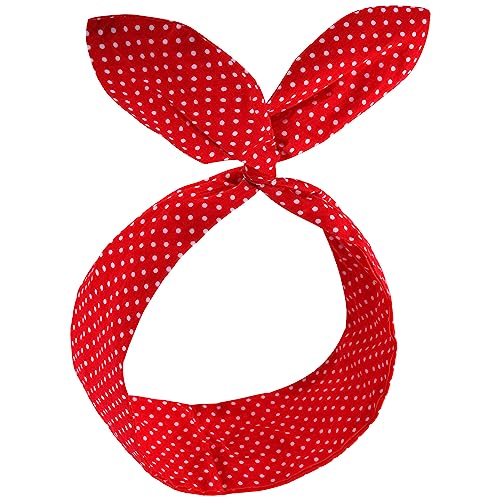HYFEEL Wire Headbands for Women Bow Bandana Hair Scarf Hairbands Cute Knotted Hair Accessories 50s Retro Head Wraps Turban (Red Polka Dot) - color: Red Polka Dot