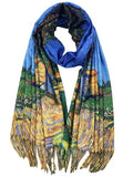 VENVSBEE Reversible Scarf Soft Large Shawl Wrap Blanket Double Sided Art Print Warm Pashmina Stoles Klimt Van Gogh Gifts - color: Art 33