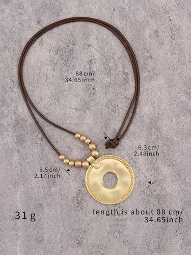 Bohemian Necklaces for Women Long Leather Necklace with Large Pendant Chunky Boho Hippie Jewelry Pendant Chocker Necklace - style: Boho Cord Necklace