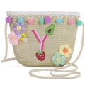 Letter Small Woven Straw Summer Beach Tote Bag for Women 2025,Woven Straw Beach Purse Shoulder Crossbody Bag for Women 2025 - color: Brown Y