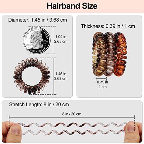 JessLab Spiral Hair Ties, 20 Pcs Traceless Phone Cord Hair Ties No Crease Spiral Bracelet Plastic Coil Ponytail Holders No-Damage Headband Hair Accessory for Girls Women Ladies Gift (Amber) - color: Amber