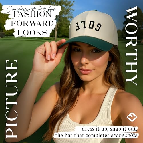 Funky Junque Vintage Canvas Snapback Hat - Adjustable 2 Tone Cap for Men Women - Put It On My, Cowboy, Girl Dad, Funny - color: Golf (Upside Down) - Green/Beige