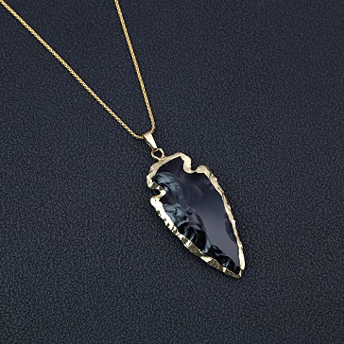 COAI Arrowhead Pendant Black Obsidian Raw Crystal Necklace for Men Women 20-32" - style: Bigger Arrowhead Pendant