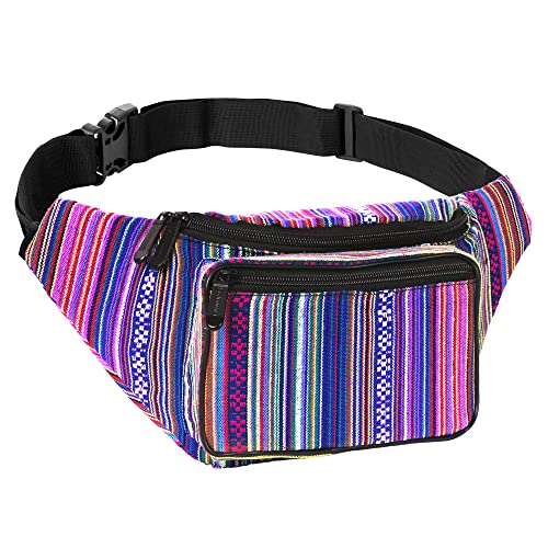 Fanny Pack Belt bag - Crossbody Waist Bag for Men or Women - Hands-Free, Waterproof Large Bumbag for Hiking, Running, and Travel (Rose Vert) - color: Rose Vert v2