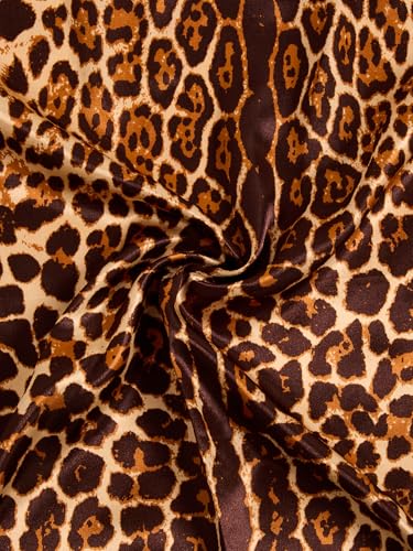 RoseSeek Women's Cheetah Print Silk Head Scarf Leopard Satin Rave Hair Scarf Headband Square Scarves - color: Orange Cheetah