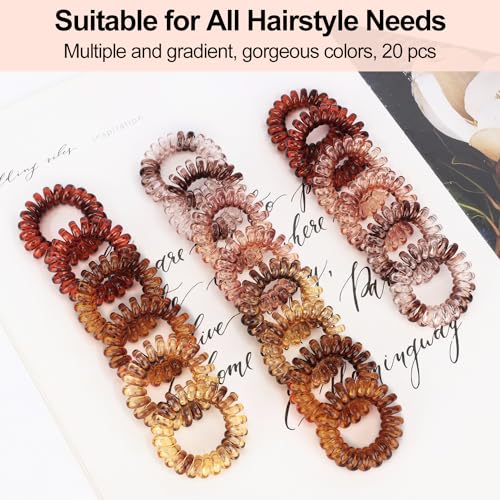 JessLab Spiral Hair Ties, 20 Pcs Traceless Phone Cord Hair Ties No Crease Spiral Bracelet Plastic Coil Ponytail Holders No-Damage Headband Hair Accessory for Girls Women Ladies Gift, Mix Color 1 - color: Mix Color 1
