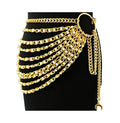 THREEBOY Women Apparel Belts Fashion Sexy Multilayer Metal Pearl Waist Chain Belt - color: Gold Pearls