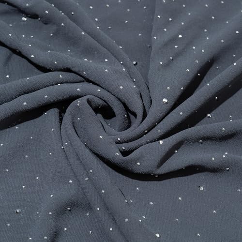 Shawls and Wraps for Evening Dresses Sheer Chiffon Women Elegant Soft Silky Sparkly Wedding Bridal Scarf - color: Drak Grey C