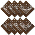 Raylarnia 8 PCS 100% Cotton Bandanas, 22 Inchs Multi-Purpose Bandana Scarfs Headbands for Men and Women - color: 8- Brown