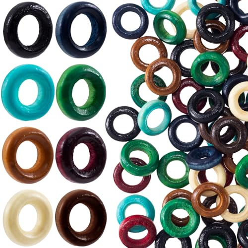 Pndeyo 80pcs Wooden Beads for Crafts, Round Large Hole Natural Wood Hair Beads, Colorful Wooden Spacer for Necklace Bracelet DIY Craft Handmade Decor- 8 Colors - color: 8 Colors-80pcs